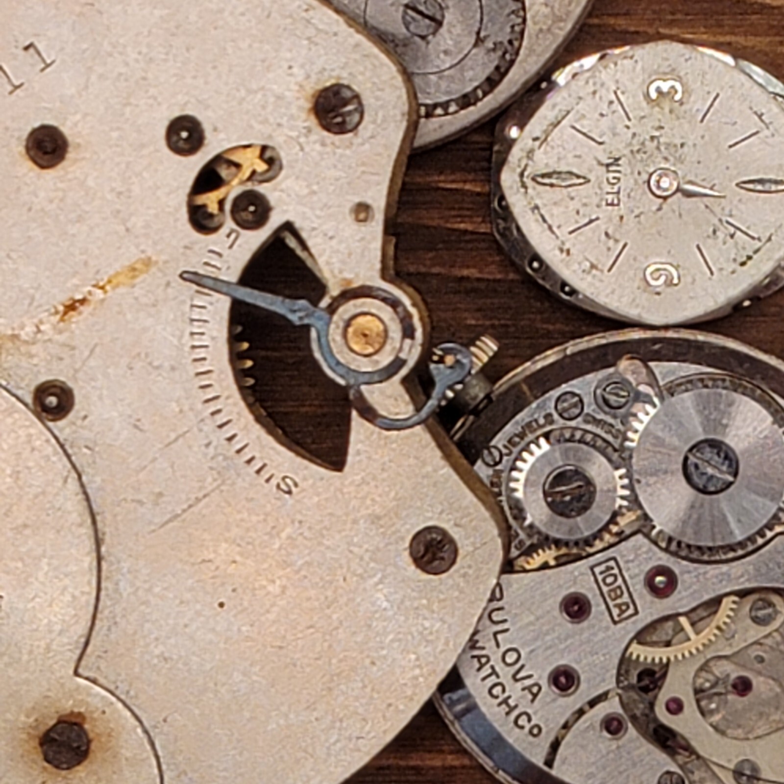 Lot of 4 VTG Watch Movement for Parts – Elgin / Bulova / Waltham / Ingersoll