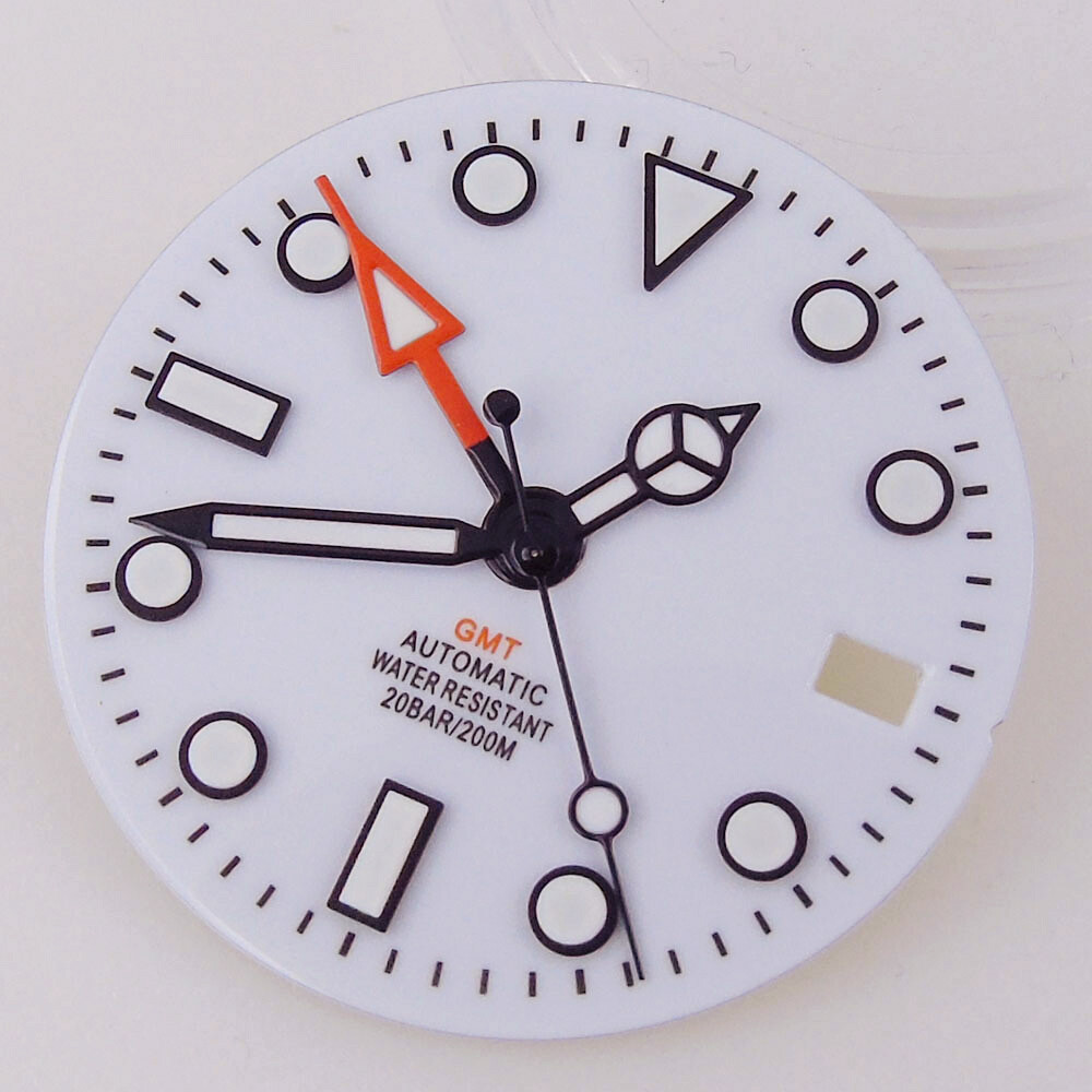 Green Luminous Black White 29mm Watch Dial Hand fit NH34A NH34 GMT Watch Part
