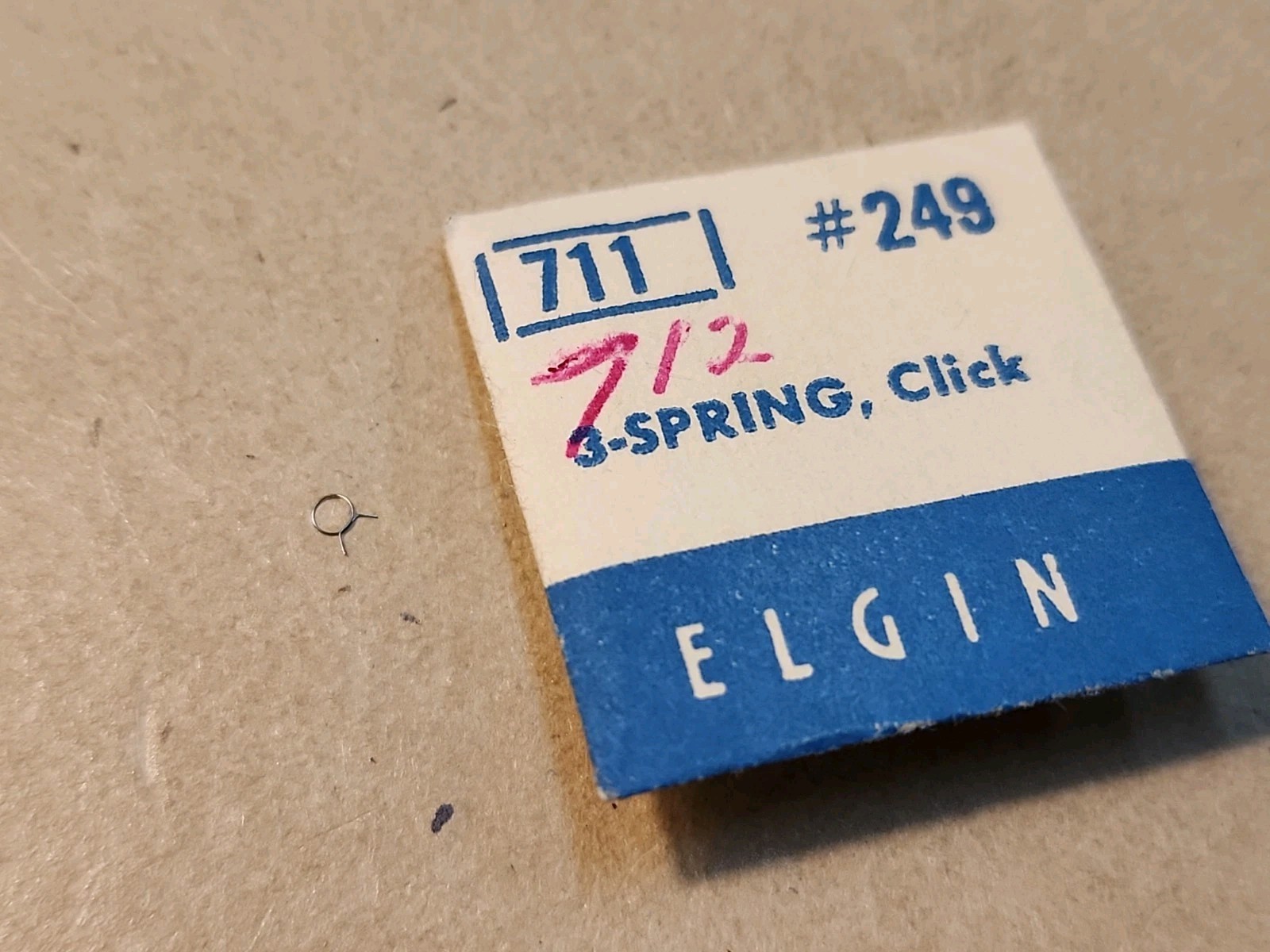 NOS Elgin 13/0 Grades 711 & 712 Click Spring PN 249 Parts Spares Repairs