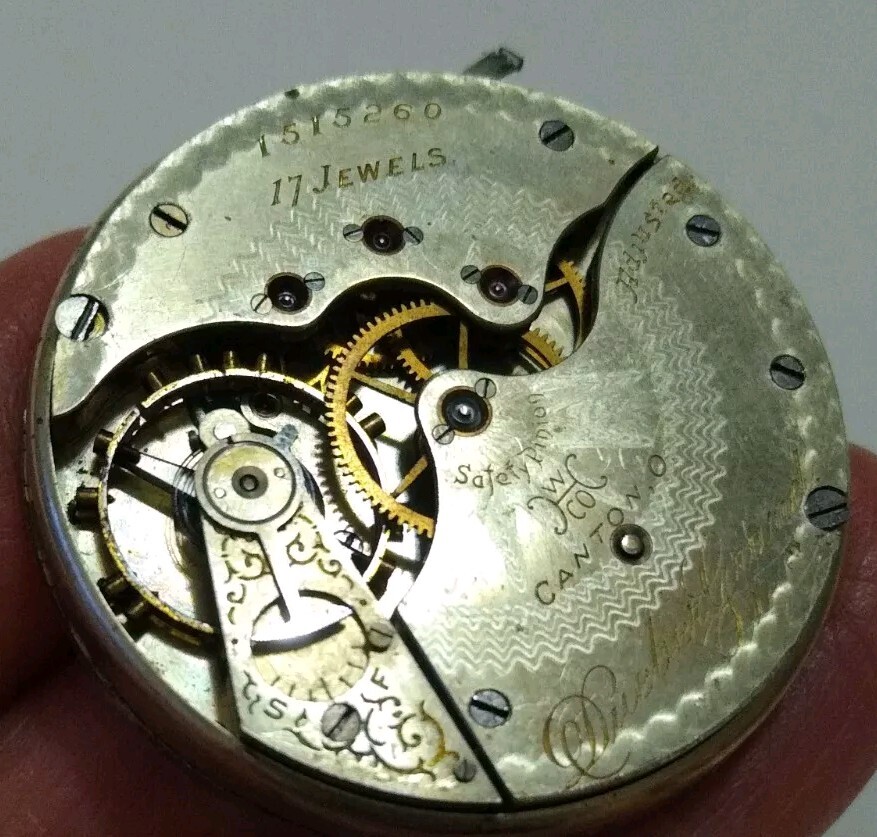 1901 Hampden 12s Dueber Grand 17J Pocket Watch Movement To Restore
