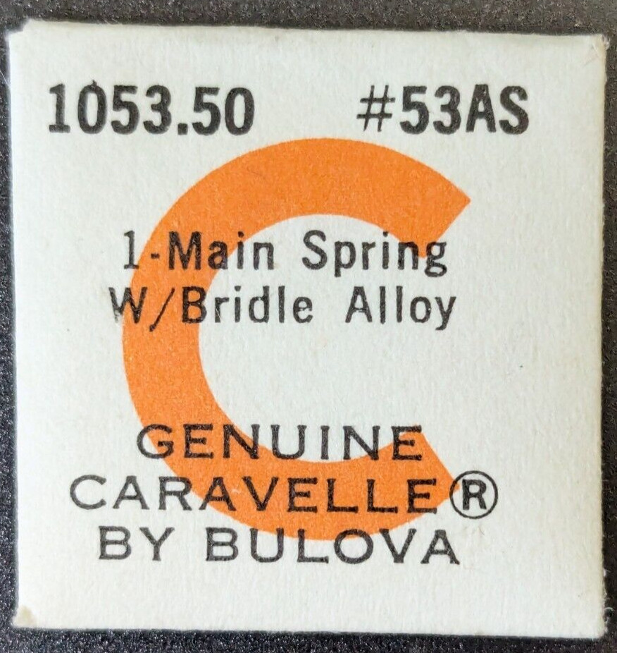 NOS Genuine Bulova Caravelle Cal. 1053.50 Watch Mainspring w/ Bridle Part# 53AS