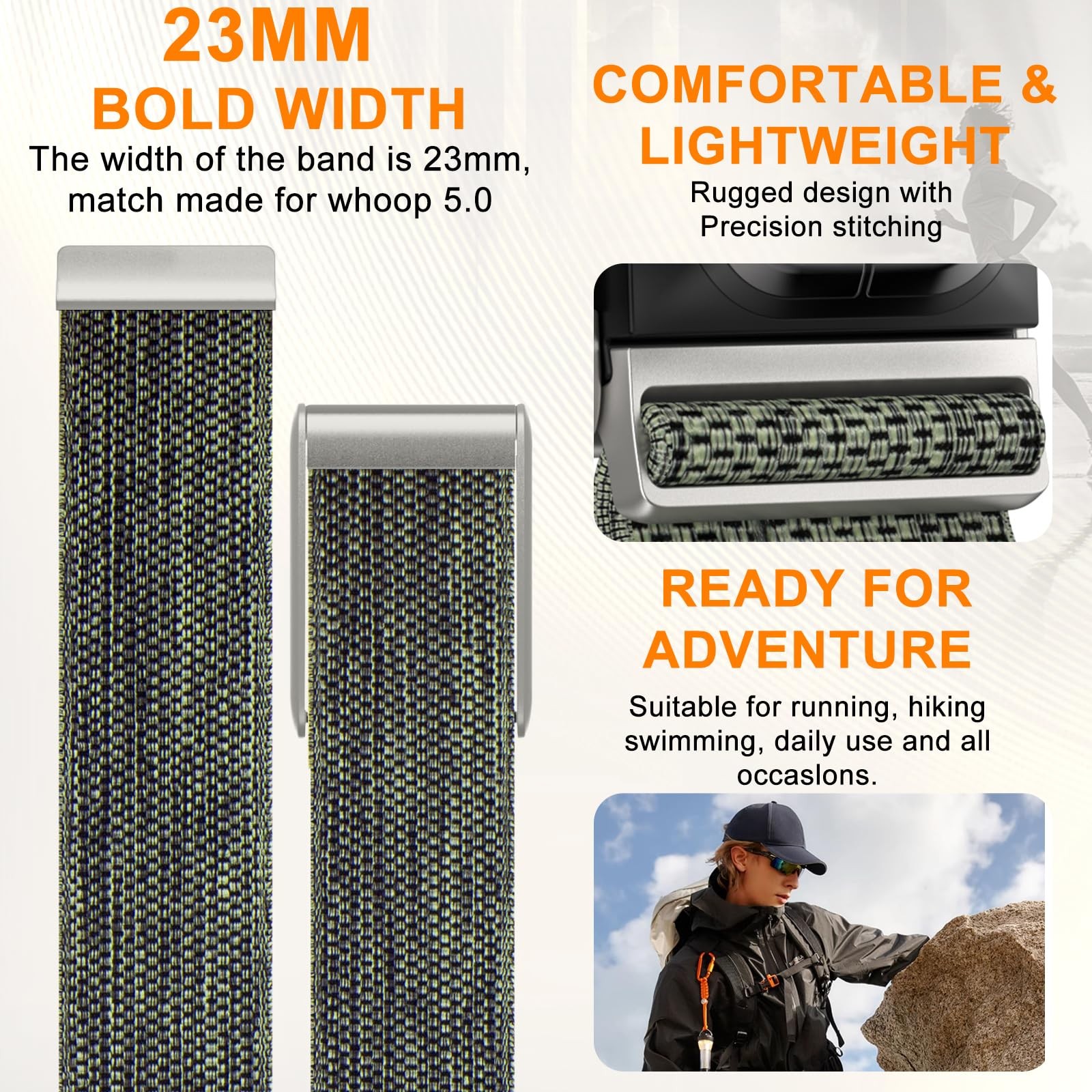 Nylon Sport Band for Whoop 5.0 Bicep Bands, Adjustable Waterproof Strap