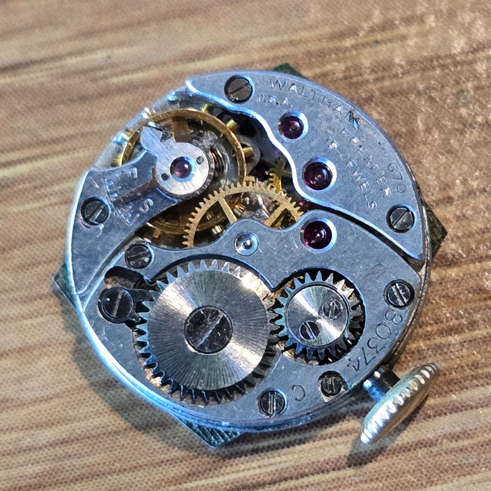 Vintage Waltham Premier 670 15 Jewels 80374 C USA Mechanical Watch Movement WP2