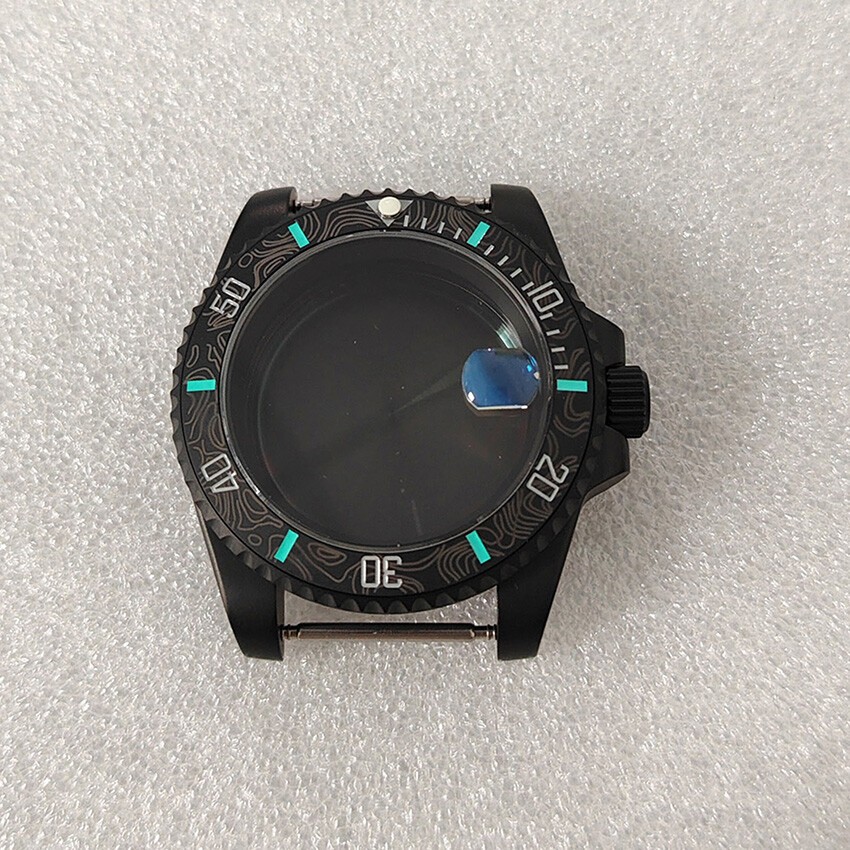 SUB 40MM Watch Case + Frosted Bezel Sapphire Glass for NH35/NH36 Movement