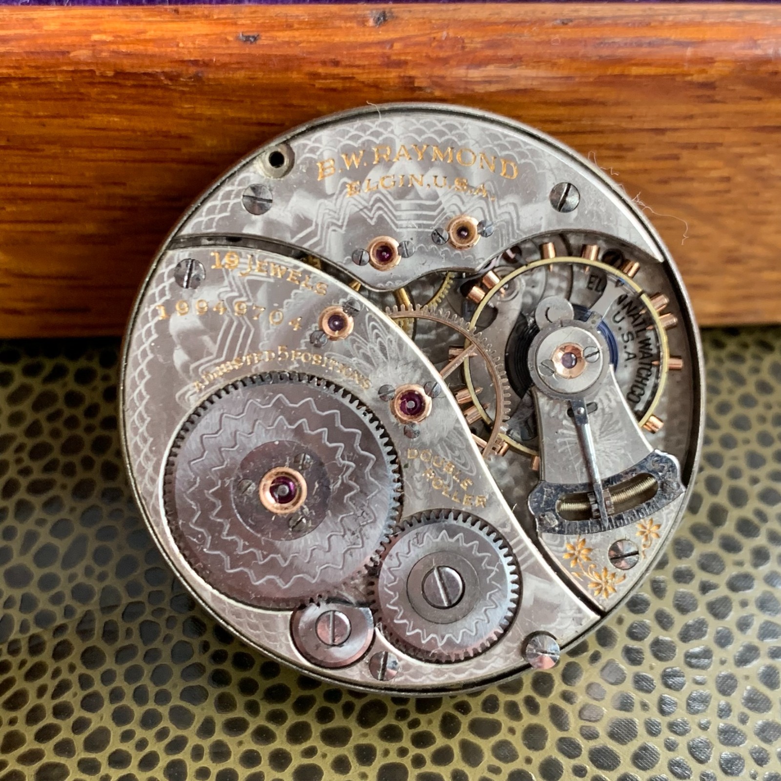 1917 Elgin B.W. Raymond Grade 372 16S 19J RR Pocket Watch Movement Runs Repair 2