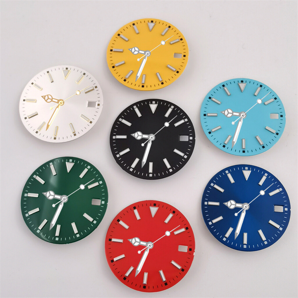 28.5mm black green gold sterile watch dial with hand Fit NH35 NH36 Movement