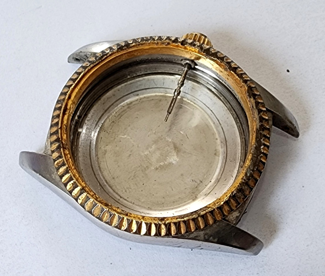 RARE GENUINE USED CASE Orient 46e001-90 Day-Date Automatic 2 tone for restore.