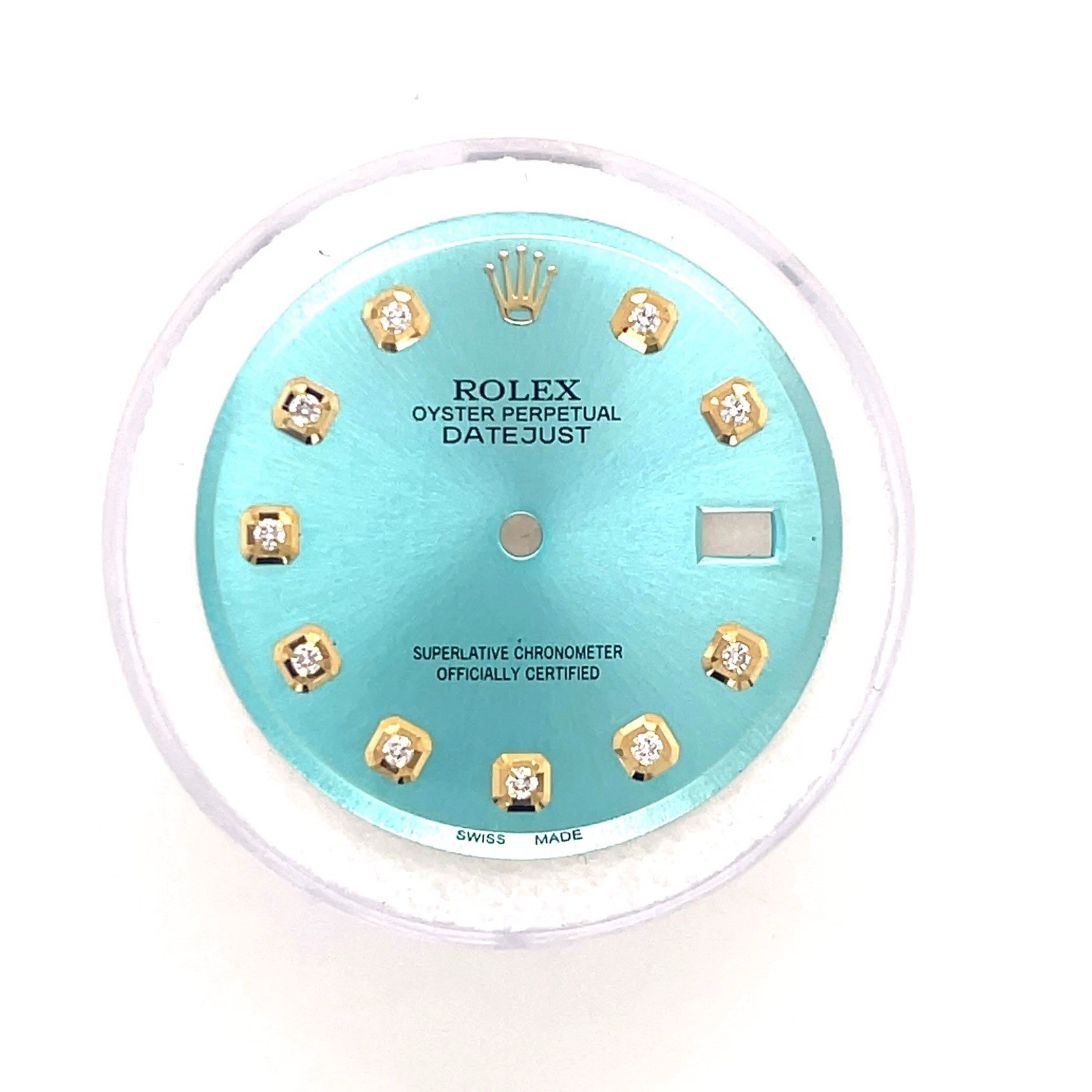 Rolex 36mm Custom ice Blue Natural Diamond Dial for Date just non quick set