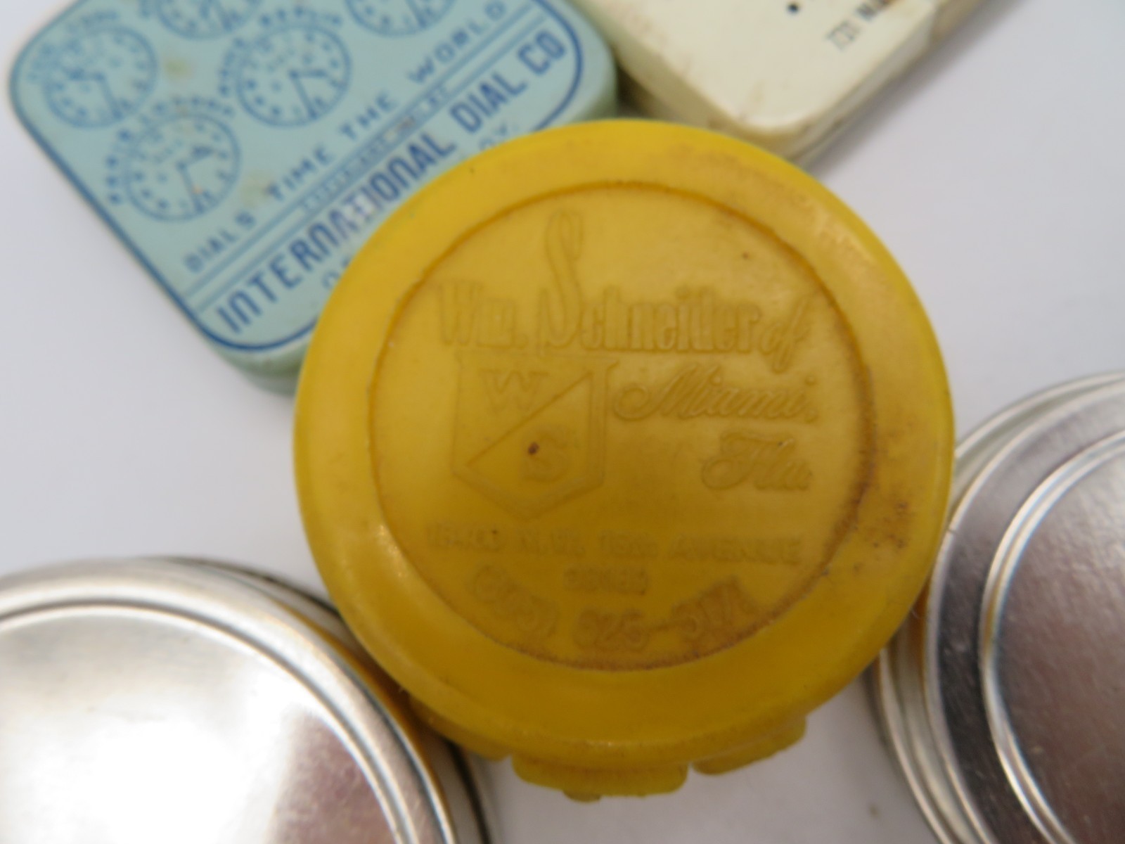 Lot of 10 Vintage Watch Part Movement Tins Small Parts Storage