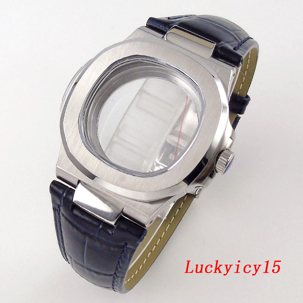 BLIGER 38mm Square Watch Case Fit NH35A NH36A NH34 Automatic Black Leather Strap
