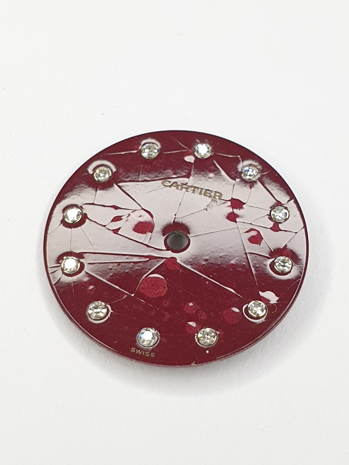 Rare Cartier Burgundy Red Spider Vendome Dial with Diamonds – 19mm – Parts