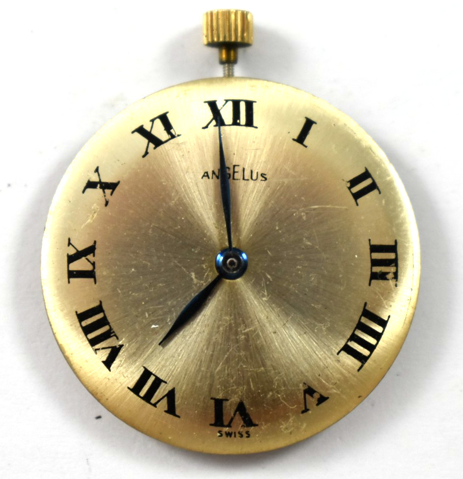 Vintage Angelus Roman Dial Hand Wind Mechanic 17J Wrist Watch Movement lot.a
