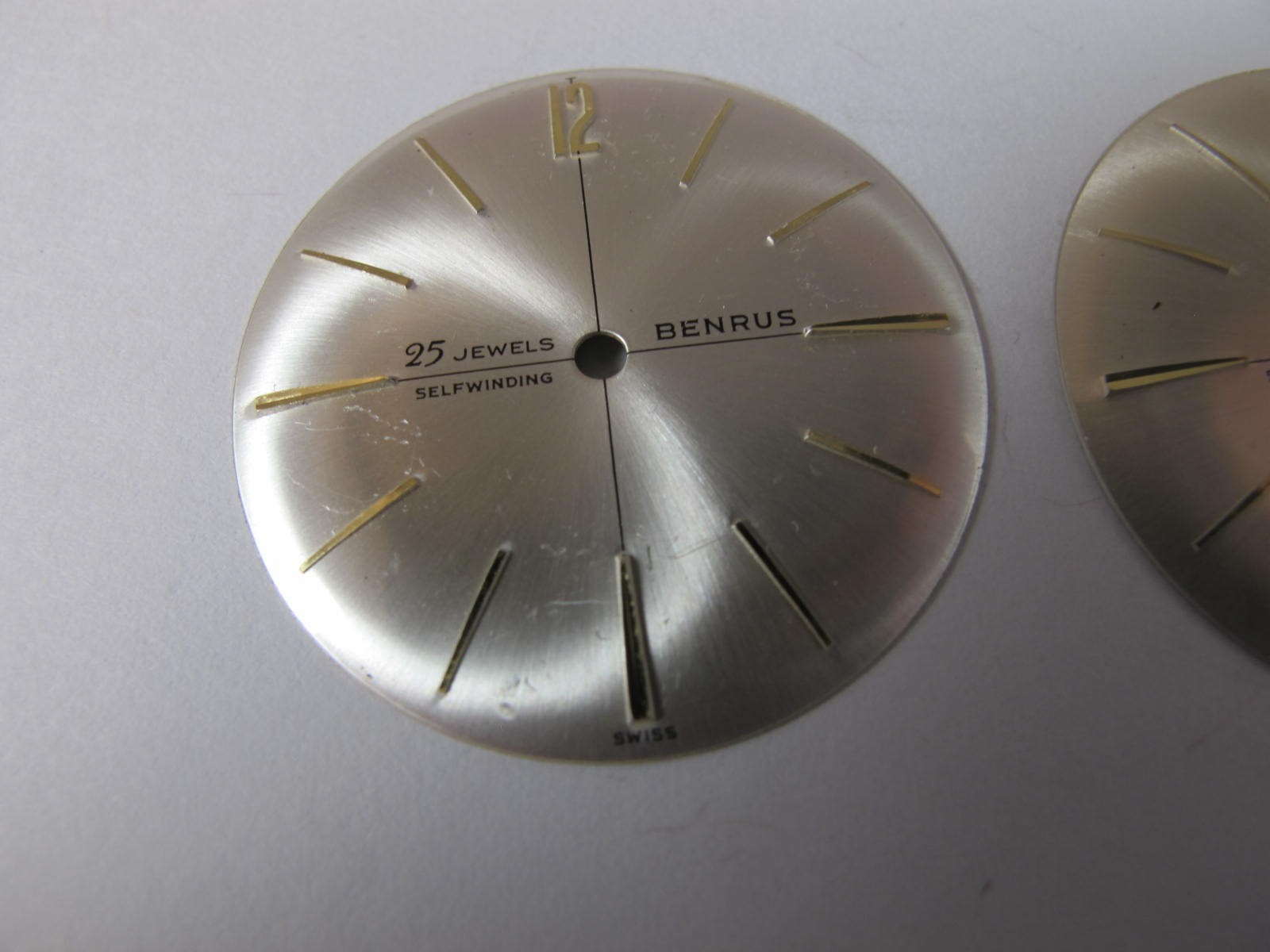 BENRUS MENS 25J SELF WINDING PAIR OF OLDER WATC DIALS FOR AUTOMATIC CALIBER