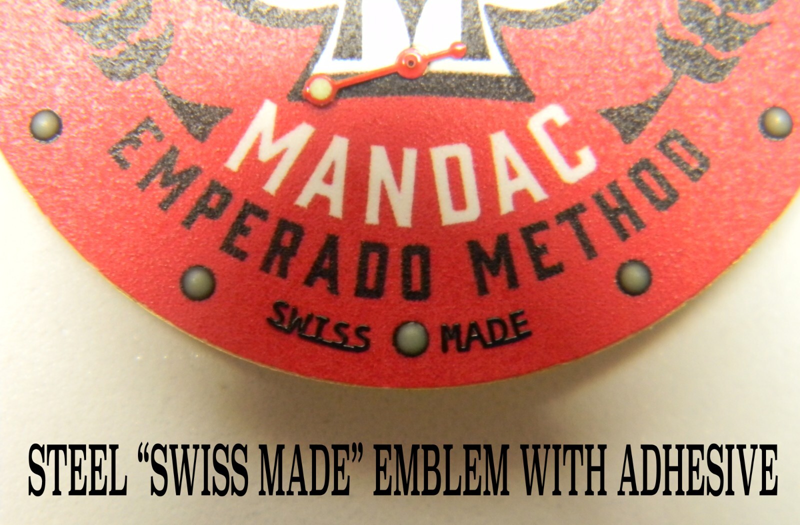 Watch Dial Swiss Made logo emblem MOD steel with adhesive Indexes Indices Parts