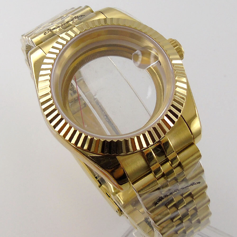 Golden 36mm 39mm fluted bezel Watch Case fit for NH35 NH36 Miyota 8215 2836 2824