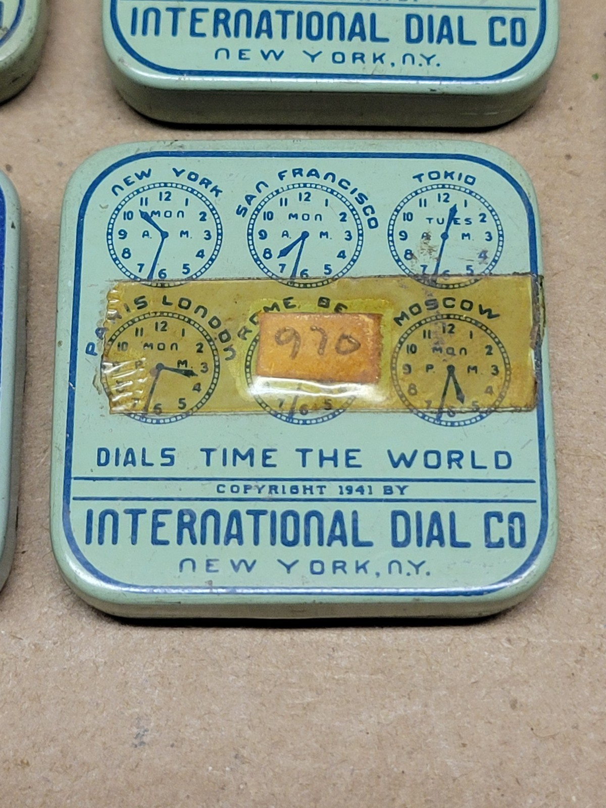 4 International Dial Co Watchmaker Small Parts Storage Tins Metal Tin + 2 Extra