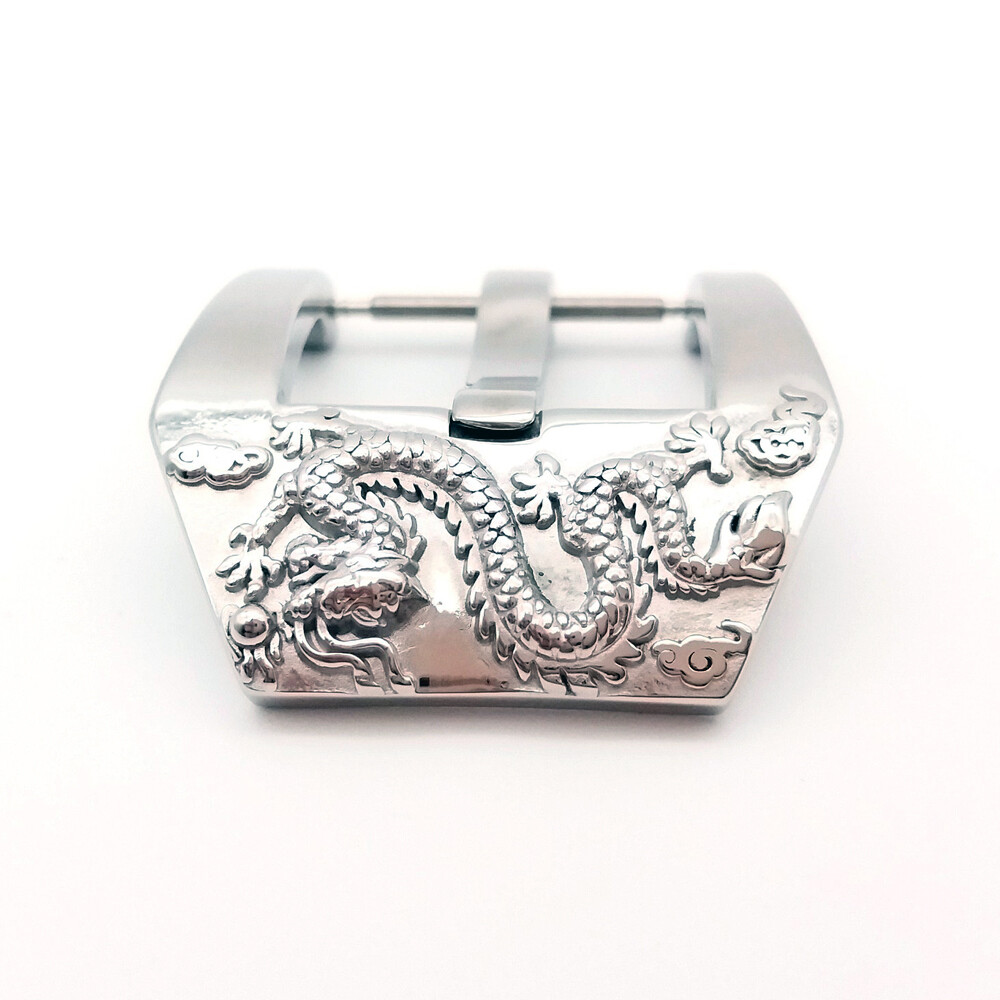 Stainless Steel Watch Buckle Strap Dragon Embossed Pin Buckle Wristwatch Clasp