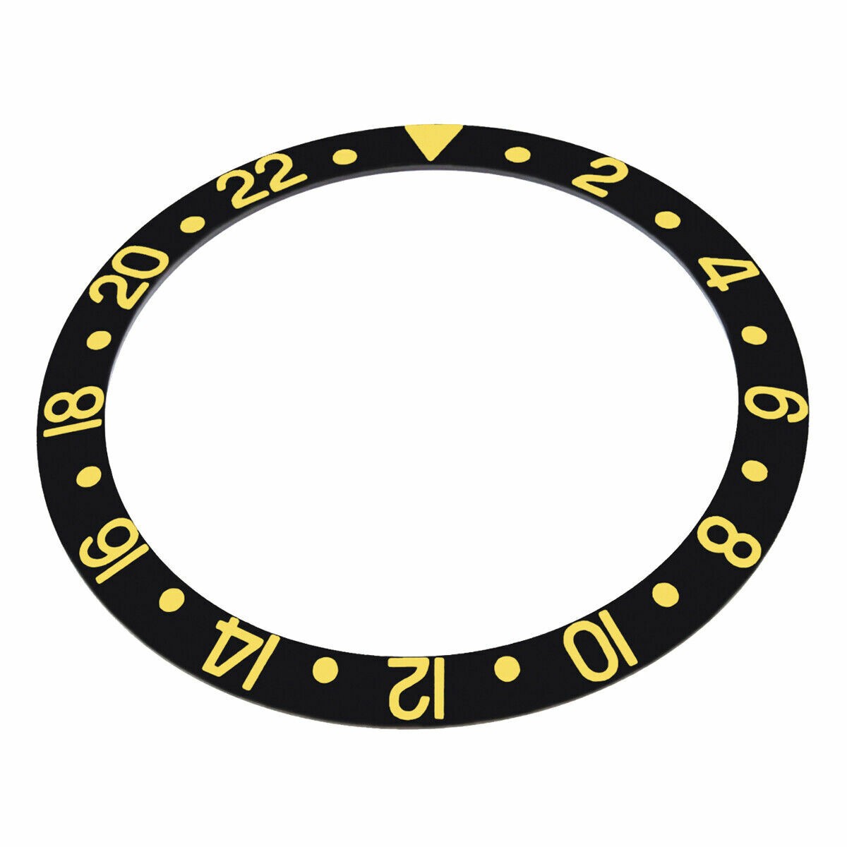 BLACK BEZEL INSERT FOR 40MM ROLEX GMT 16700 16710 16718 16758 16760 GOLD FONTS
