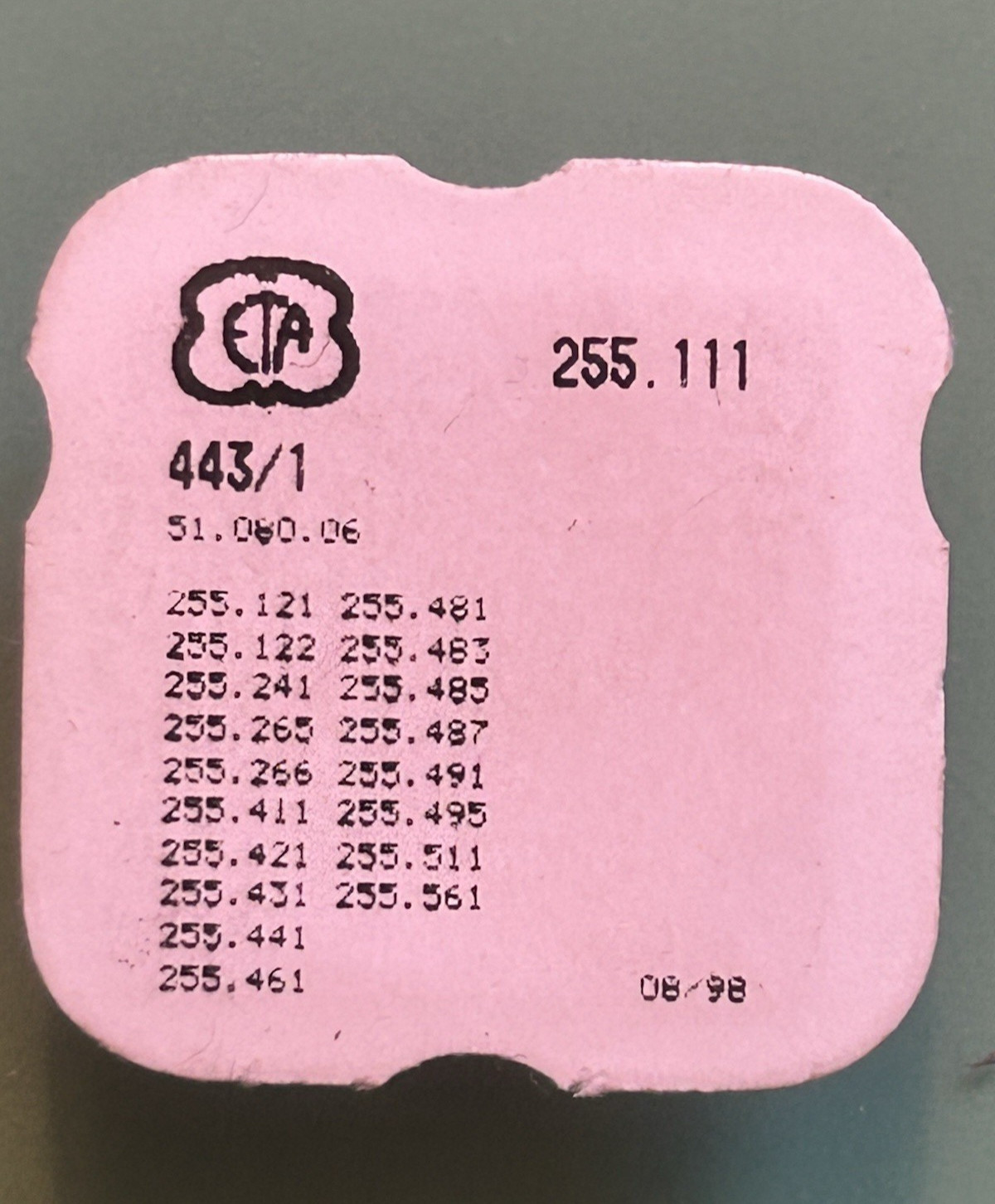 ETA – Cal. 255.111 – Setting Lever Detent – Part #443/1 – NOS – Sealed