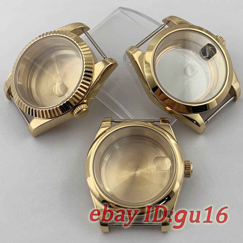 36mm/40mm Gold Sapphire Watch case Fit NH35 NH36 ETA 2824/2836 Miyota 8215 821A