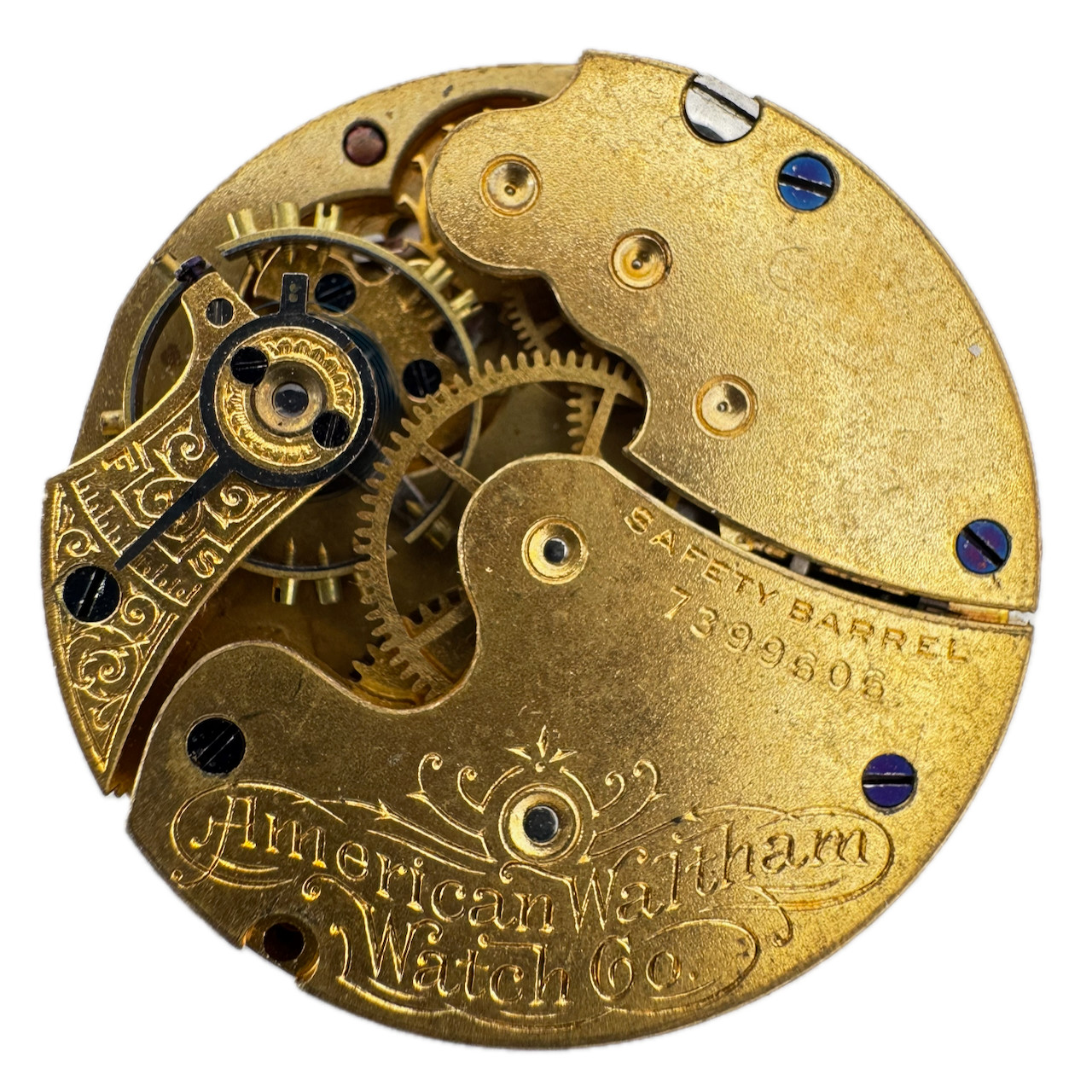 Antique 0s 1899 Waltham 1891 7J Mechanical Hunter Pocket Watch Movement No. 60