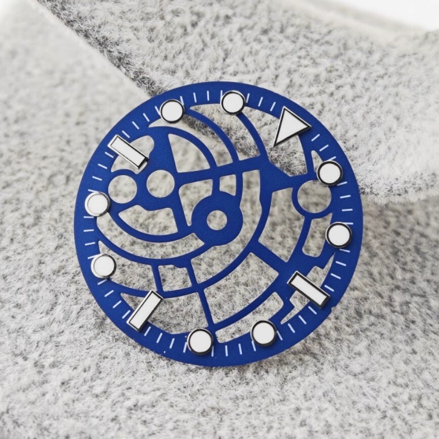 Skeletonized Dial Blue Luminous Dial 28.5mm Suitable for NH36 NH35 NH70 Movement
