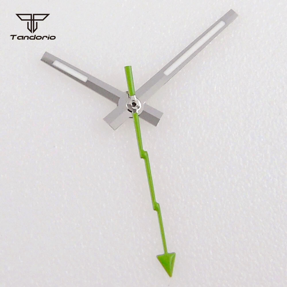 Silver Watch Hands Flash Second Hand Green Lume Fit ETA2824/36 NH35/36 MIYOTA