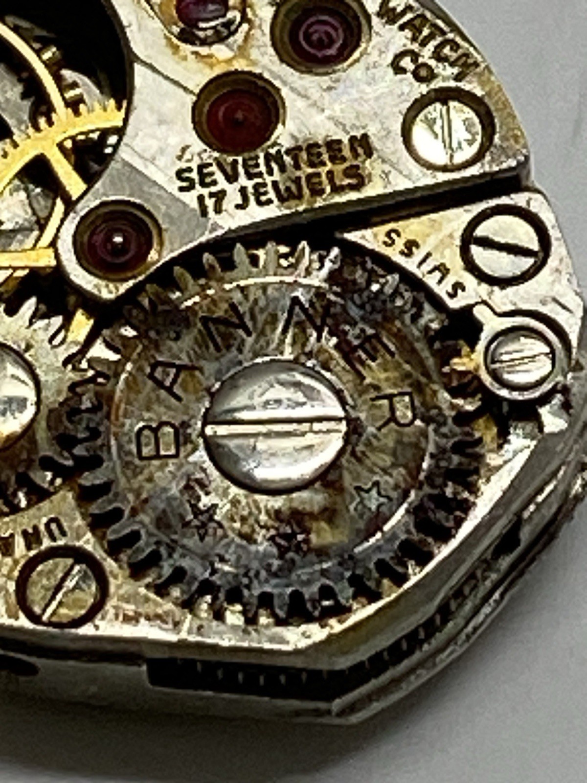 Vintage BANNER WATCH CO. 17 Jewels SWISS Wind Up For Parts Or Repair