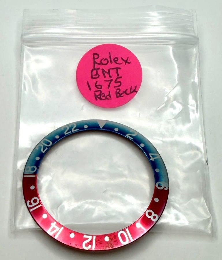Rolex Genuine Vintage GMT 1675 Bezel Insert Red Back Turning Fuchsia/ Pinkish