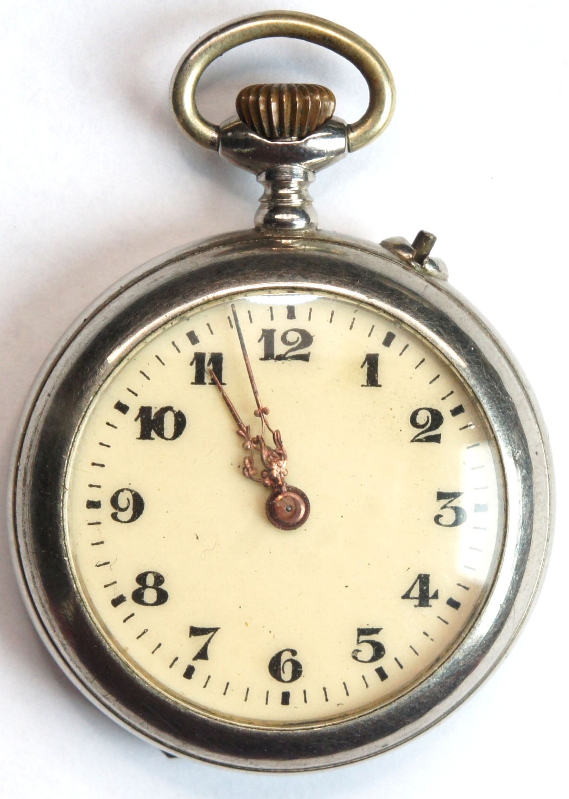 Antique Lady Pocket Watch Pin Set Argentan Melchior 36mm Whole Spring Lever