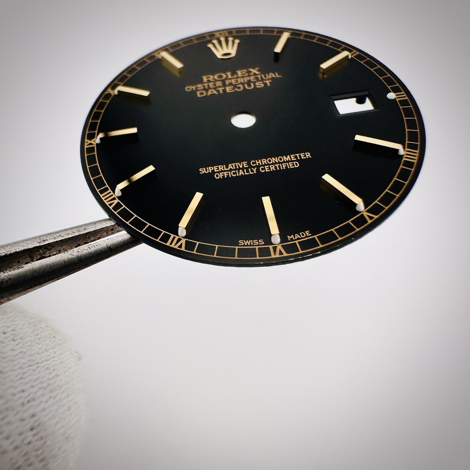 Factory Rolex Two Tone Black Gloss Luminova Dial Datejust 16013 16233 16238