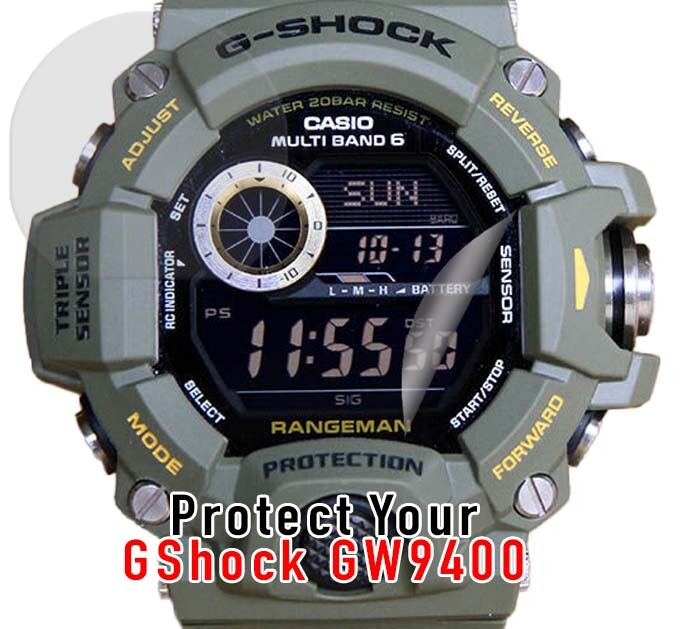 For Casio Gshock Rangeman GW9400 HD Clear Crystal Protector Anti Scratch Set x 2