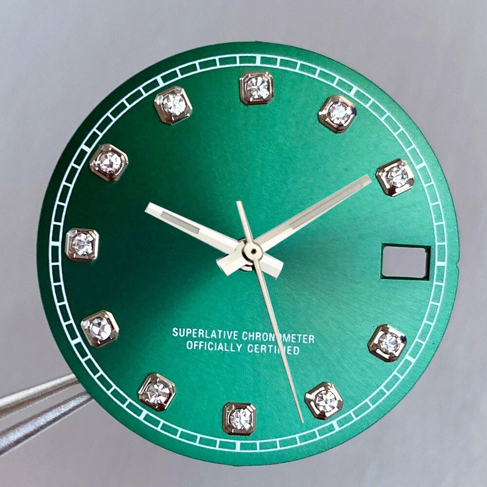 28.5mm Mod Sterile Watch Dial Fit NH35 Sunburst Blue Green Silver Diamond Index