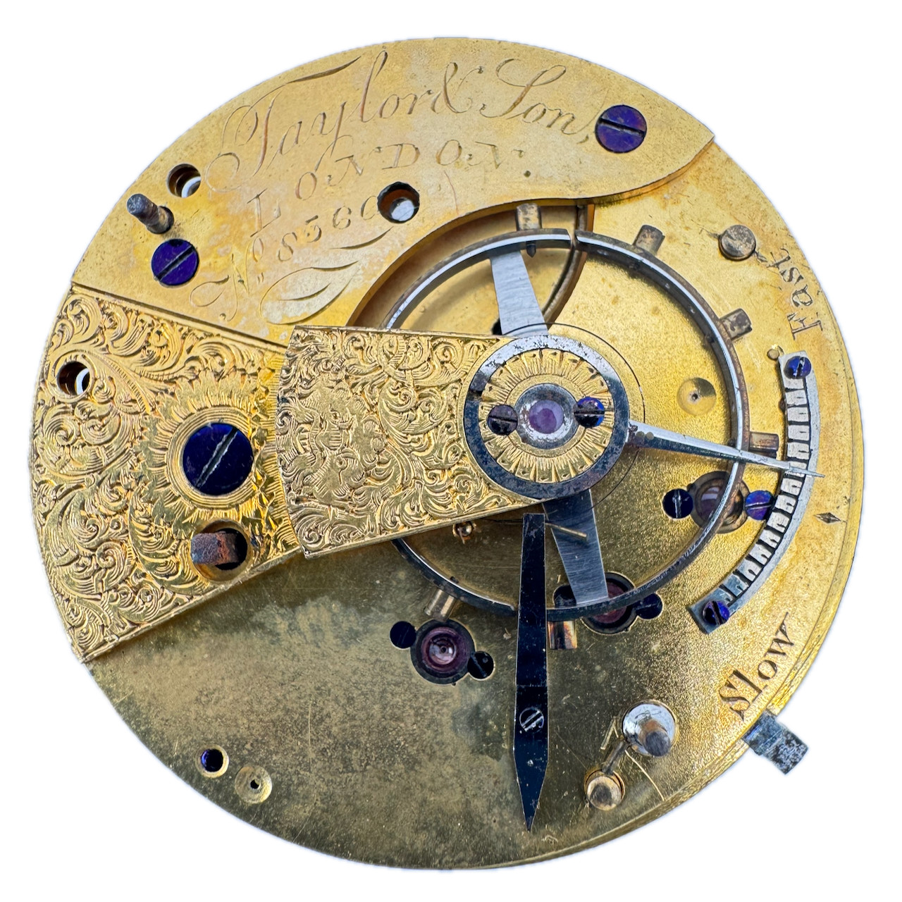 Antique 41mm Taylor & Lon London Key Wind Fusee Pocket Watch Movement England