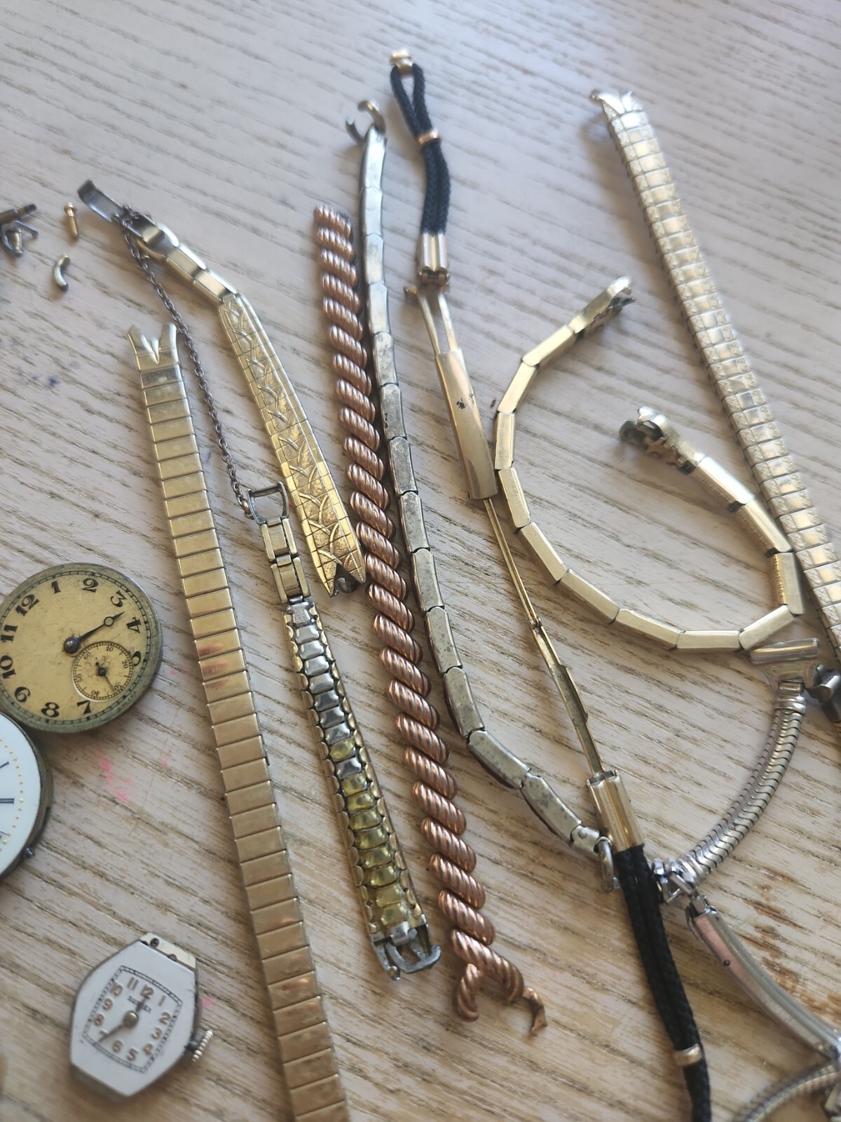 Vintage lot Watch Movements Parts Bands Covers Bulova Waltham Elgin