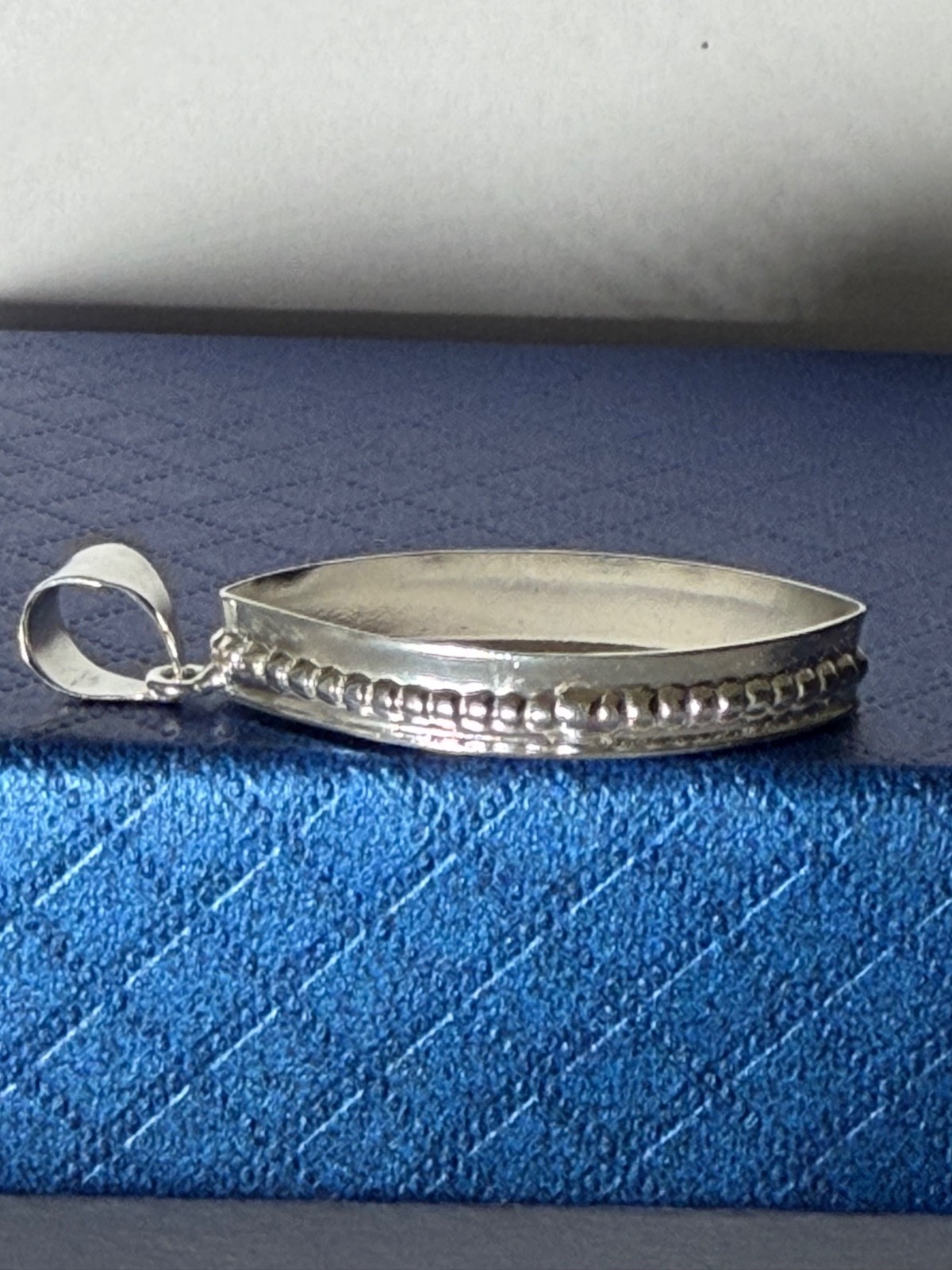Sterling Silver Pendant Bezel Marquise 32mm