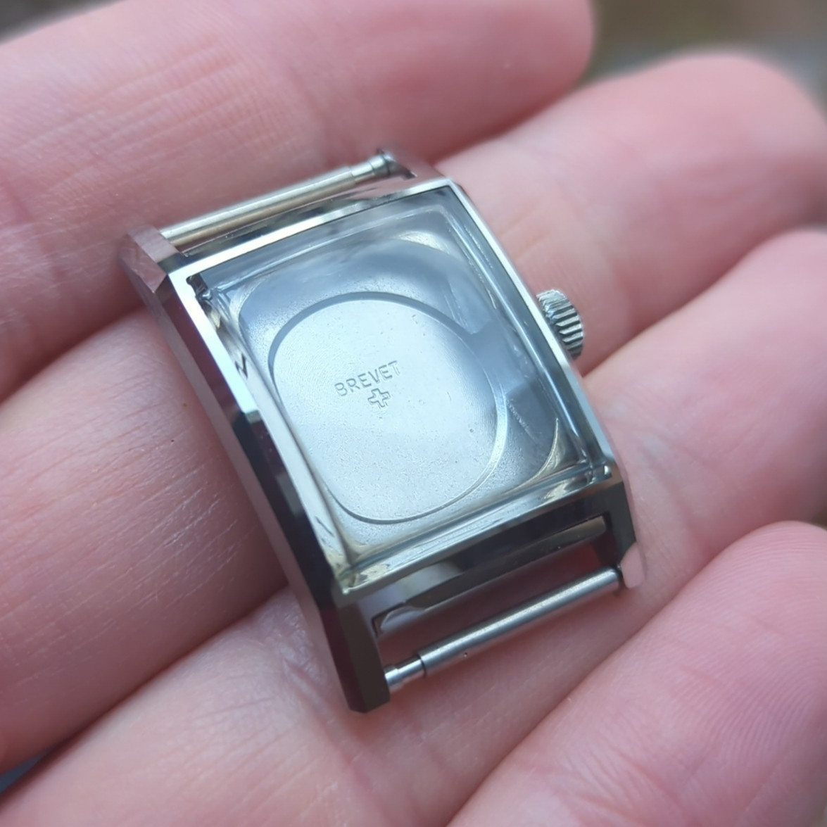 1940s Steel Clamshell Mens Tank Watch Case NOS John Simon – Tramelan + (REF:WC)