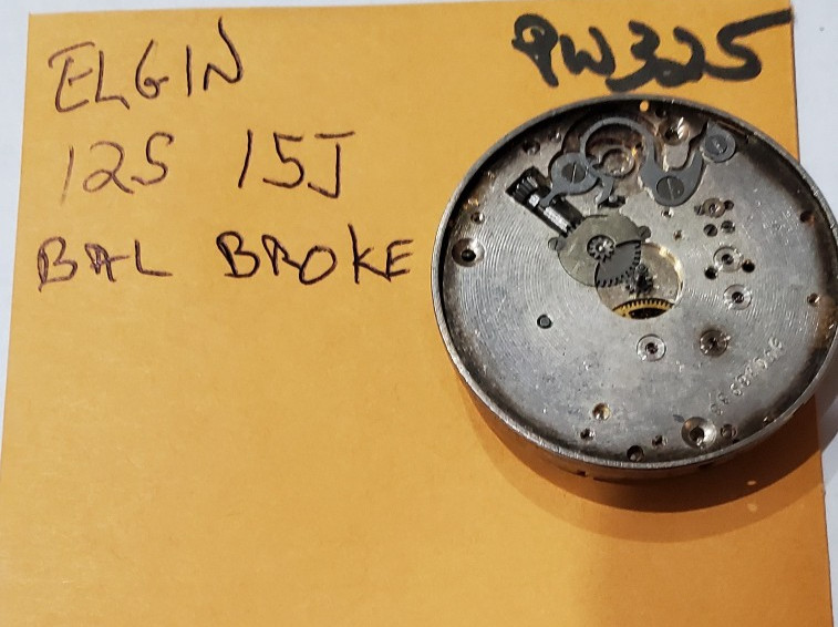 ELGIN 12/S 15J POCKET WATCH MOVEMENT PW325