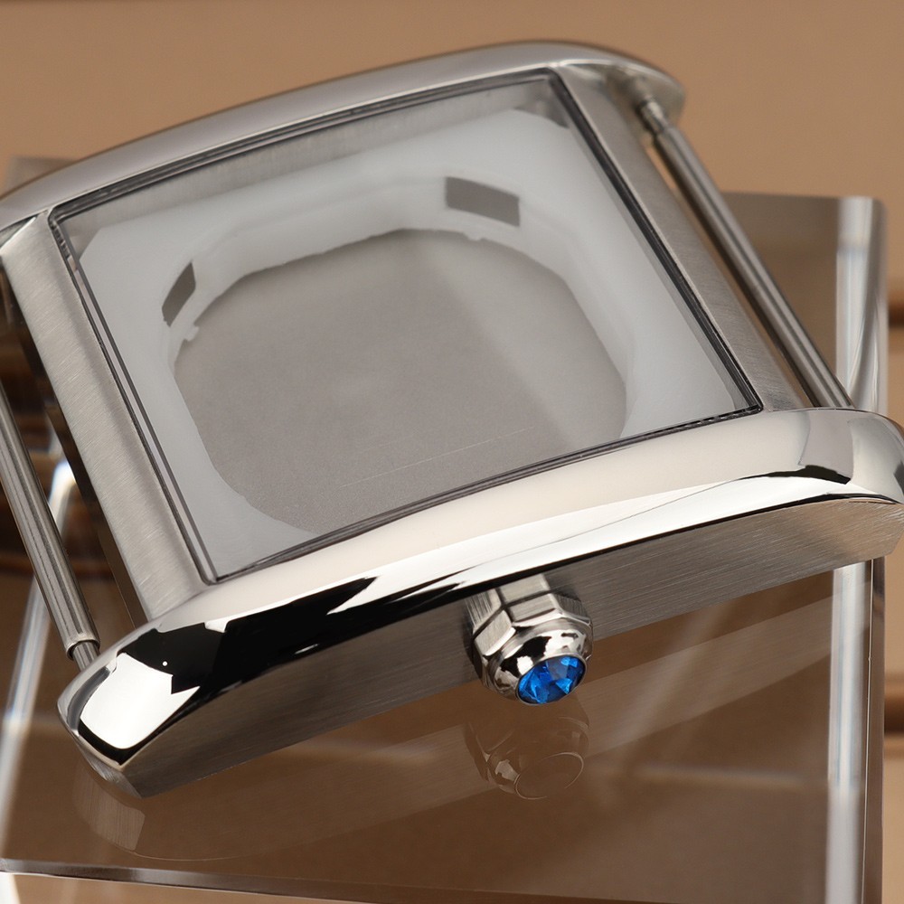 34.60mm Silver Pilot Watch Case Polished+Dilas+Hands Modify Tank For Miyota 2115