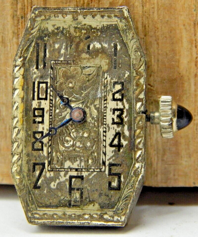 Vintage Pandow 16 jewel 2 adjustment art deco wrist watch movement with dial