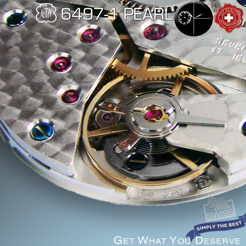 MOVEMENT ETA 6497-1, PEARL DECORATED, ELABORE, BLUE SCREWS, HAND WIND SWISS MADE
