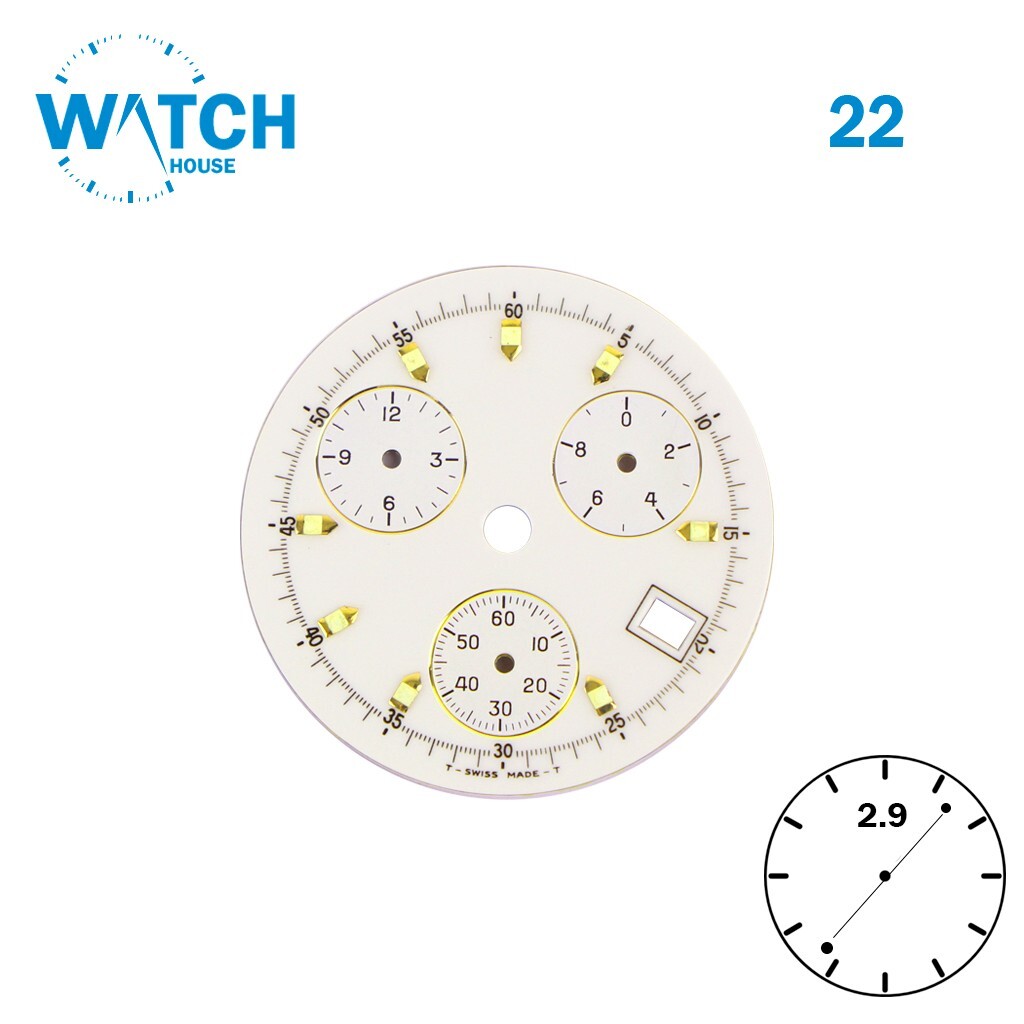 Original Swiss-Made White Dial Fits Eta 251.264 or 251.262, Size 29.50mm.
