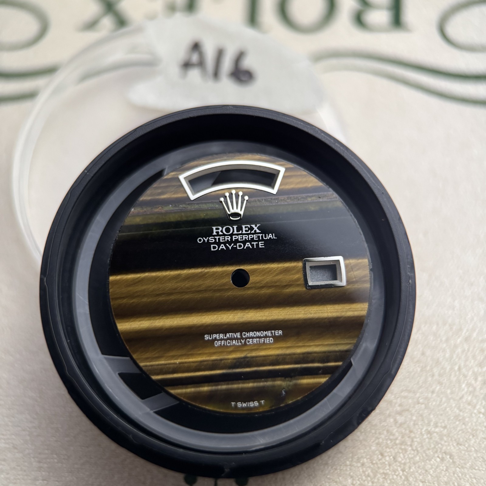 Custom Silver WG Tiger Eye Dial For Rolex 18039 18239 118239 Quickset President