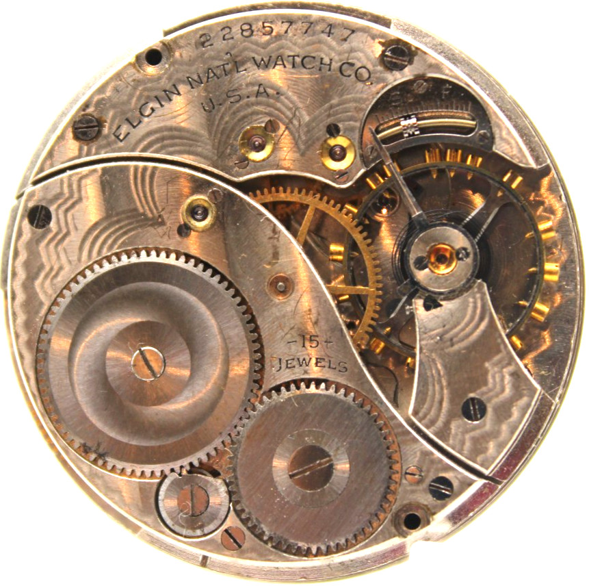 1920 ELGIN POCKET WATCH MOVEMENT 22857747 GRADE: 315 12s 15j (QM)
