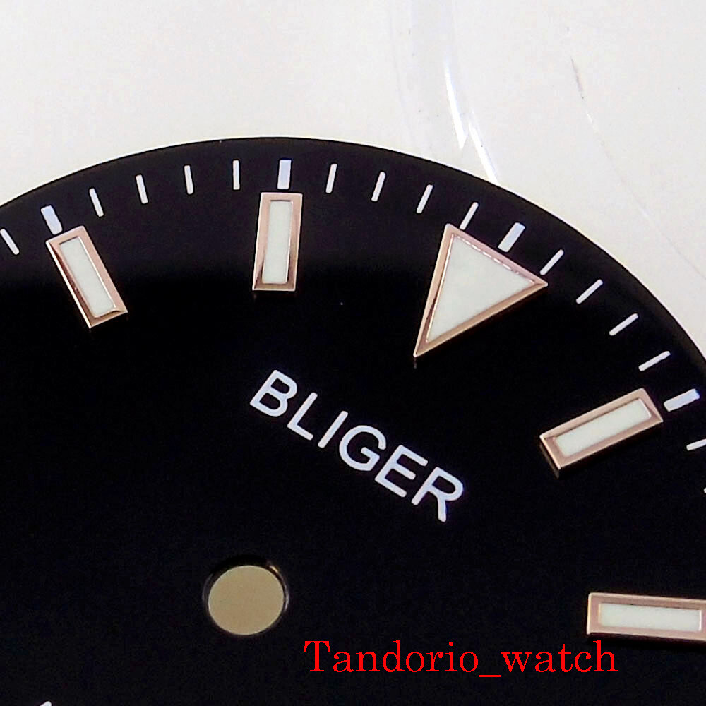 29mm Bliger Luminous Black Dial Hands For NH35 NH36 MIYOTA 8215 821A ETA 2824
