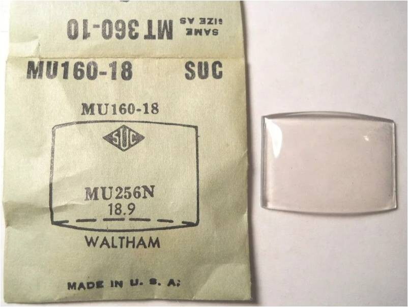 SUC MU160-18 Watch Crystal For Waltham – 25.6 x 18.9 mm Replacement Repair Part