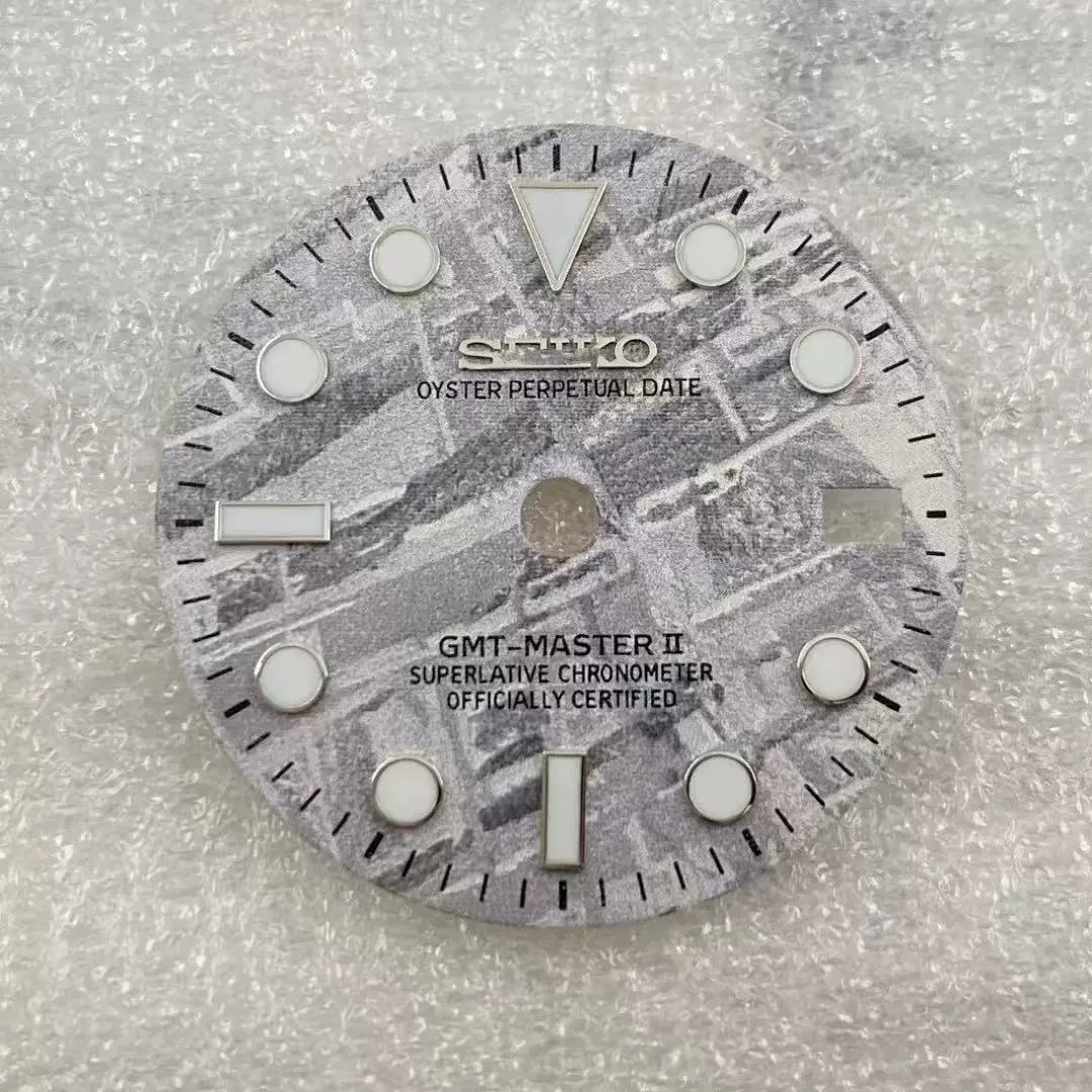 28.5mm GMT Watch Dial Green Blue Luminous For NH34 NH35 Movement
