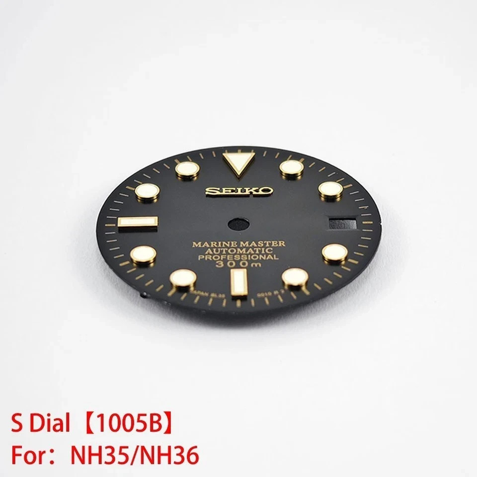 28.5mm Seiko Sunburst Watch Dial Green Luminous Fit NH35 NH36 Movement