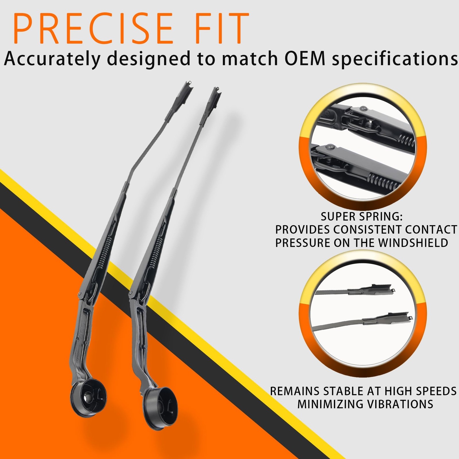 1 Pair Front Windshield Wiper Arm Kit Noiseless Fits Compatible with Ford Esc…