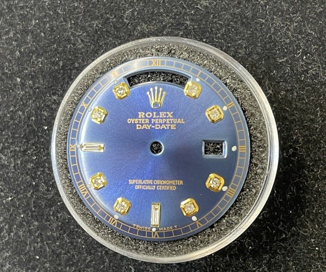 Custom Navy Blue Baguette Diamond Dial for President NonQuick Vintage 1803